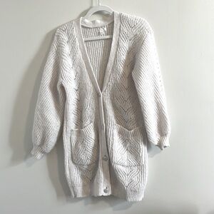 Lauren Conrad Long White Knit Cardigan , oversized, balloon sleeves, XS